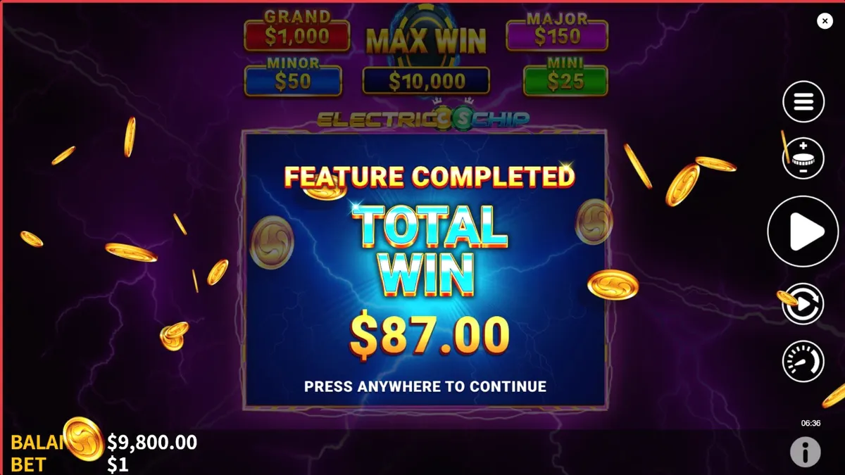 Electric Chip slot machine interface na may neon lightning effects