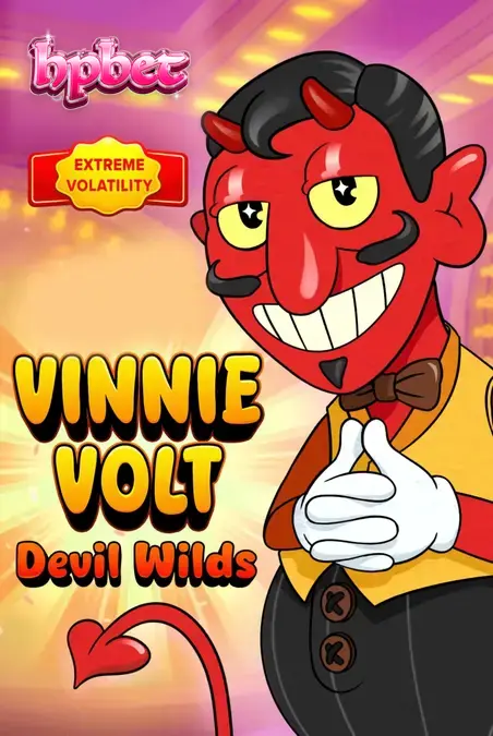 Vinnie Volt: Devil Wilds slot machine interface na may cartoon devil theme